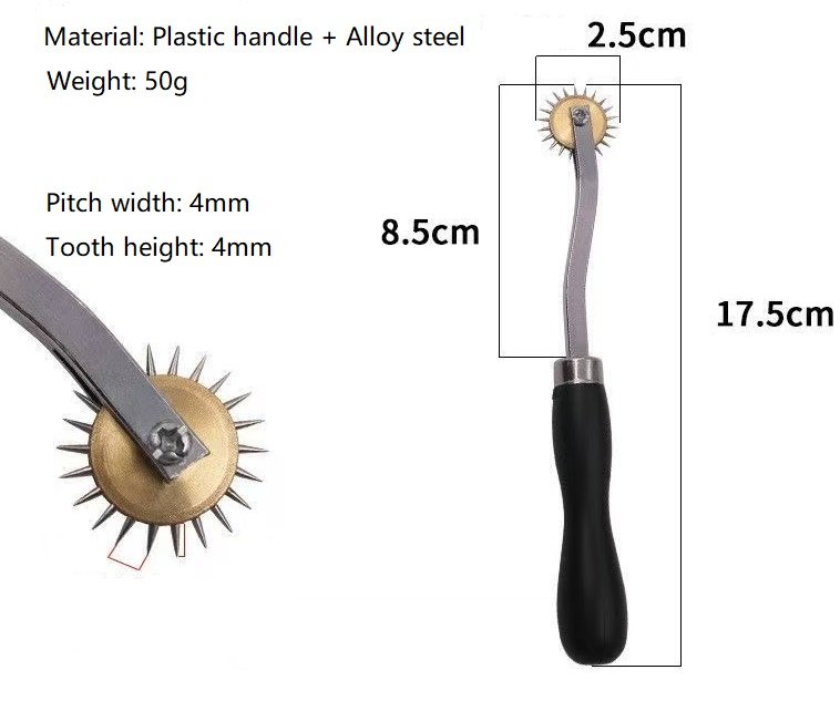 Black Stainless Steel Pinwheel 7-Inch Single Row Sensory Tool - Image 2